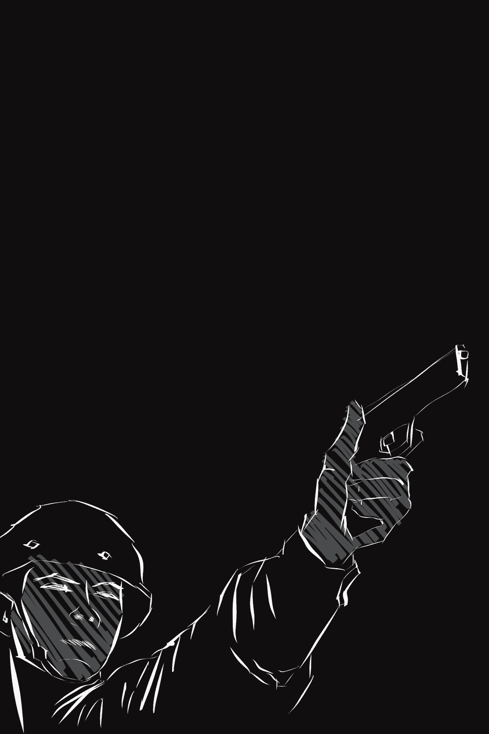 Ilustração de um militar empunhando uma arma - Ilustração por Nêio Mustafa, presente no livro 'Tempos de Isolamento - Reflexões e Qualidade de Vida', de José Xavier Cortez.